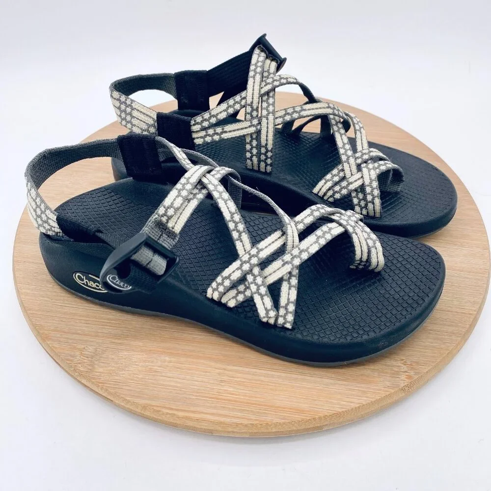 Chaco Women's Black Sandals with White Patterned Straps - Picture 7 of 10